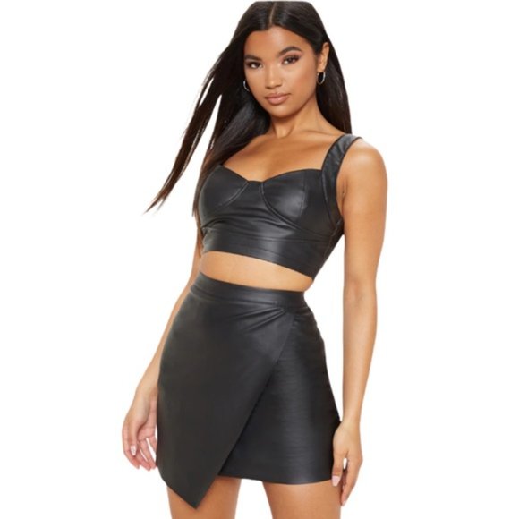 PrettyLittleThing Dresses & Skirts - PrettyLittleThing Black Faux Leather Mini Skirt UK Size 10 US Size 6 NWT